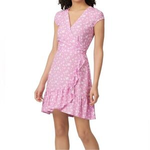 J. Crew Ruffle-Front Mini Dress In Soft Rayon Bubblegum Floral